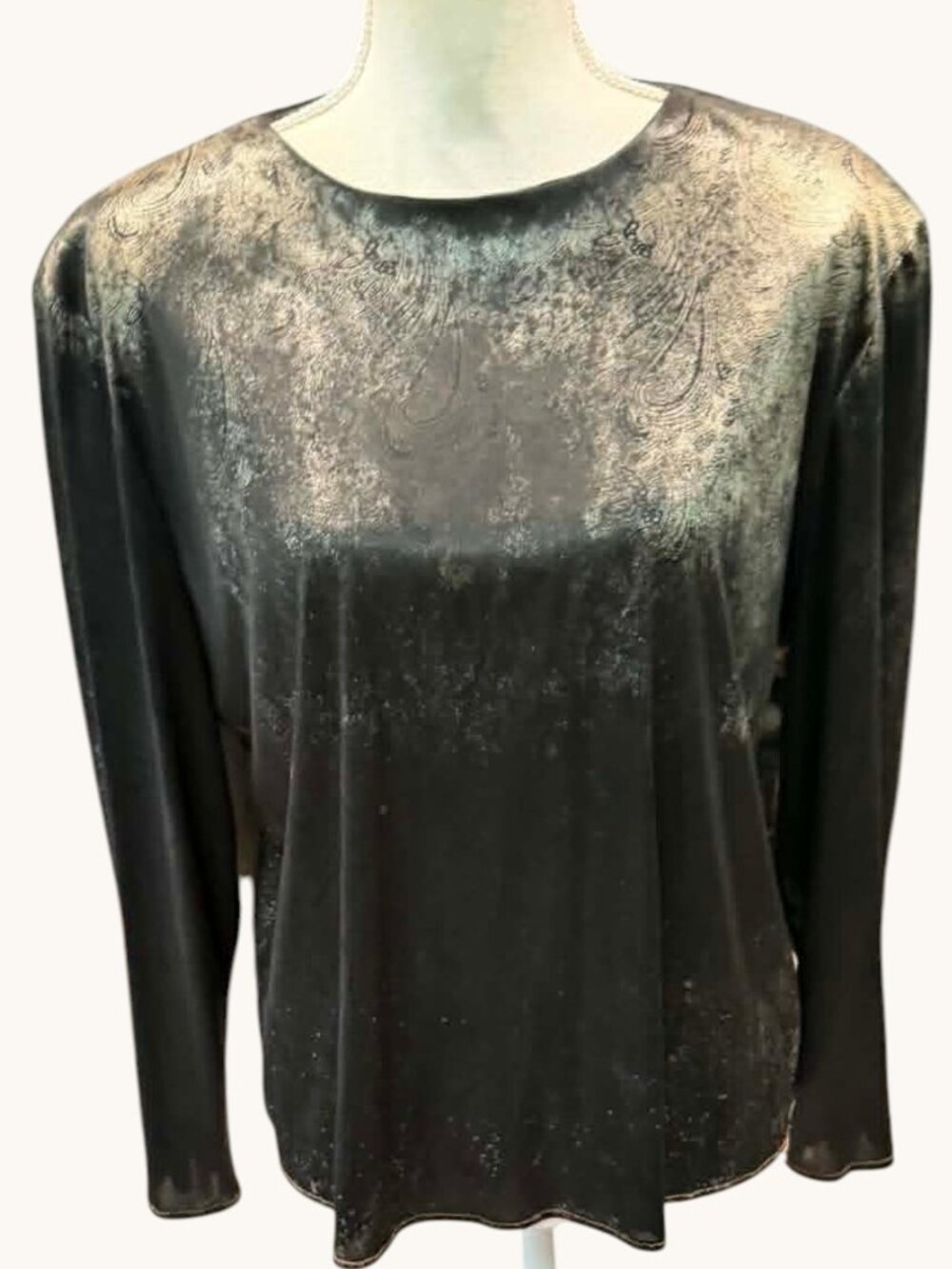 DINA ARIEL Vintage Black Long Sleeve Top